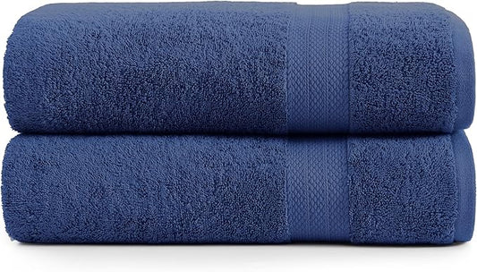 LANE LINEN 100% Cotton Bath Sheets Set of 2 (35"x66") - Ring Spun Cotton Extra Large Bath Towels Set - Quick Dry, Soft & Absorbent Oversized Towel Sets - Holds Well After Multiple Washes - Navy Blue