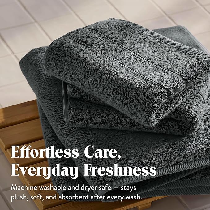 Brooklinen Super-Plush Turkish Cotton Washcloths Set of 2 Cotton, 820 GSM, Highly Absorbent, Machine Washable, Perfect for Home & Bathroom (13" x 13", Graphite Gray)
