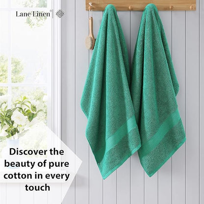 LANE LINEN 100% Cotton Oversized Bath Towels Set of 4 (35"x66") - Ring Spun Cotton Oversized Towels - Quick Dry, Soft & Absorbent Extra Large Bath Towel Set - Dorm Essentials for Girls - Emerald