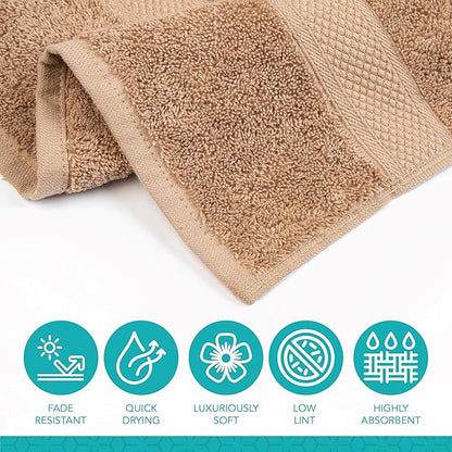 Pleasant Home Bath Towels Set of 6 (24” x 50”) 100% Cotton, 515 GSM | Lightweight, Soft & Absorbent Luxury Towels for Bathroom | for Gym, Pool & Spa | 6 Pack, Mocha