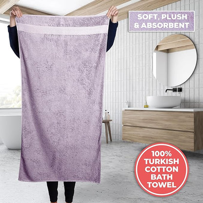 TEXTILOM 100% Turkish Cotton 3 Pcs Bath Towel Set, Luxury Bath Towels for Bathroom, Soft & Absorbent Bathroom Towels Set (1 Bathtowel, 1 Hand Towel, 1 Washcloth)- Lilac