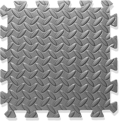 Philosophy Gym Pack of 36 Exercise Flooring Mats - 12 x 12 Inch Foam Rubber Interlocking Puzzle Floor Tiles - Gray