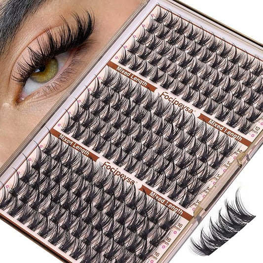 Focipeysa Wispy Lash Clusters Fairy Lashes 12-16mm Eyelashes Clusters Natural Look Lashes Extensions Salon Effect Individual Eyelash Extensions DIY Lash Extension at Home