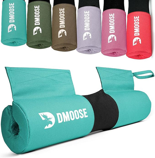 DMoose Fitness Barbell Pad for Hip Thrust, Squat & Lunges - Non-Slip Thick Foam Cushion for Neck and Back Support with Two Straps - Hip Thrust Pad for Leg Day - Fits All Olympic Bars and Smith Machine