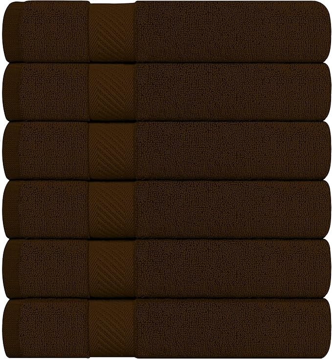 Utopia Towels 6 Pack Medium Bath Towel Set, 24 by 48 Inches, 500 GSM 100% Ring Spun Cotton, Lightweight and Highly Absorbent Quick Drying Premium Towels for Hotel, Spa and Bathroom, Dark Brown