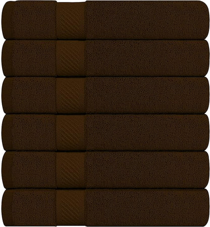 Utopia Towels 6 Pack Medium Bath Towel Set, 24 by 48 Inches, 500 GSM 100% Ring Spun Cotton, Lightweight and Highly Absorbent Quick Drying Premium Towels for Hotel, Spa and Bathroom, Dark Brown