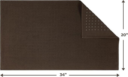 Cotton Paradise 100% Cotton Non Slip Bath Mats for Bathroom, 20x34 inch Soft Absorbent Quick Dry Machine Washable Floor Bath Mat, Brown Bath Rug