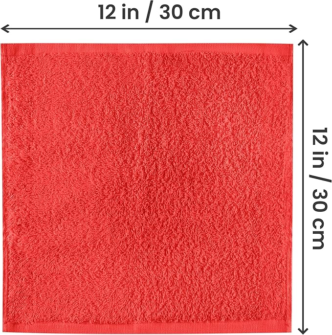 Utopia Towels 24 Pack Cotton Washcloths Set, 100% Ring Spun Cotton, Premium Quality Flannel Face Cloths, Highly Absorbent and Soft Feel Fingertip Towels, Coral