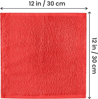Utopia Towels 24 Pack Cotton Washcloths Set, 100% Ring Spun Cotton, Premium Quality Flannel Face Cloths, Highly Absorbent and Soft Feel Fingertip Towels, Coral