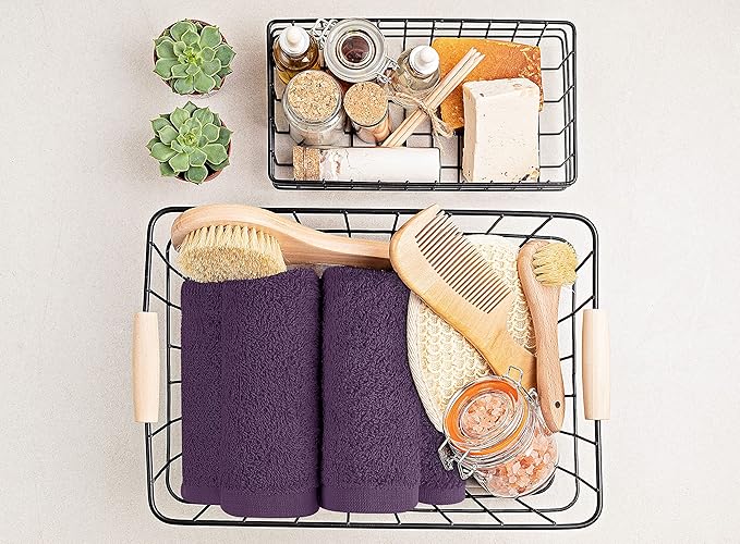 Utopia Towels 12 Pack Cotton Washcloths Set, 100% Ring Spun Cotton, Premium Flannel Face Cloths, Highly Absorbent and Soft Feel Fingertip Towels, Beige, Plum, Sage Green, Navy