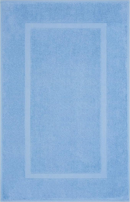 Cotton Paradise 100% Cotton Bath Mats for Bathroom Floor Set of 2 Pack, 20x34 Soft Absorbent Washable Quick Dry Tub Bathmat, Sky Blue Towel Bath Mat