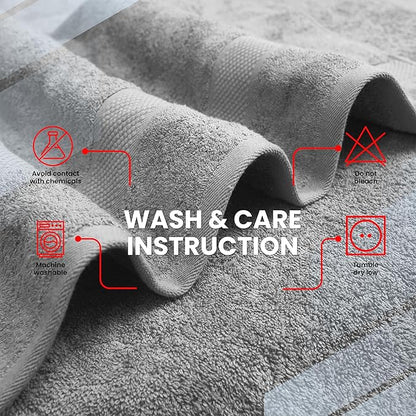 Infinitee Xclusives– Luxury Bath Sheets Towels – 2 Pack 600 GSM (35X70 Inches)– 100% Ring Spun Cotton Large Bath Towels for Bathroom (Charming Grey, Bath Sheet Pack of 2)