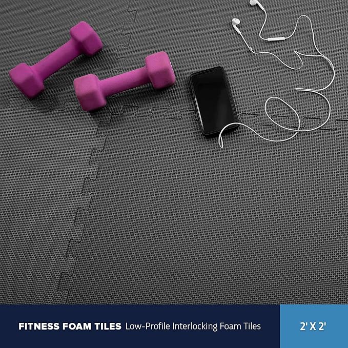 IncStores Fitness Foam Flooring Tiles | Low-Profile Interlocking Foam Tiles for Lightweight Floor Protection in Your Home Gym, Playroom, and More