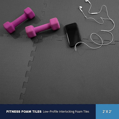 IncStores Fitness Foam Flooring Tiles | Low-Profile Interlocking Foam Tiles for Lightweight Floor Protection in Your Home Gym, Playroom, and More
