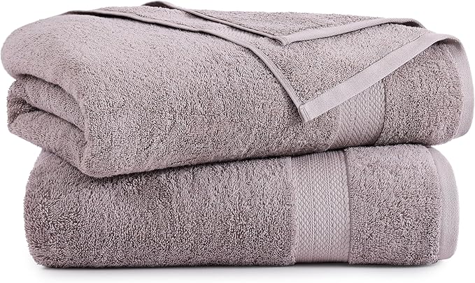 LANE LINEN 100% Cotton 2 Pack Bath Sheets (35"x66") - Ring Spun, Extra Large Cotton Bath Towels Set - Quick Dry, Soft & Absorbent Oversized Towel Set - Remains Soft After Multiple Washes - Platinum