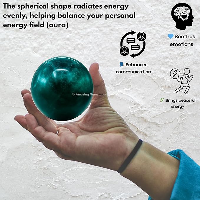 Amazing Gemstone Blue Apatite Crystal Ball with Stand - 2" Inches Crystal Sphere Meditation Balls for Witchcraft and Decorative Balls