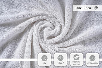 LANE LINEN 6 Pack Hand Towels (16"x28") - Spa & Hotel Quality - 100% Cotton, Ring Spun - Quick Dry, Ultra Soft & Absorbent - Used for Salon, Gym, Bathroom, Beauty - Pre Shrunk - White Hand Towels Set