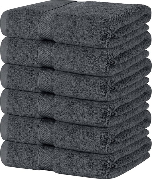 Utopia Towels 6 Pack Small Bath Towel Set, 22 by 44 Inches, 500 GSM 100% Ring Spun Cotton, Lightweight and Highly Absorbent Quick Drying Premium Towels for Hotel, Spa and Bathroom, Grey