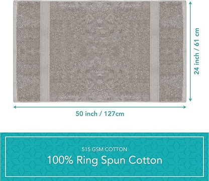 Pleasant Home Bath Towels Set of 6 (24” x 50”) 100% Cotton, 515 GSM | Lightweight, Soft & Absorbent Luxury Towels for Bathroom | for Gym, Pool & Spa | 6 Pack, Gray