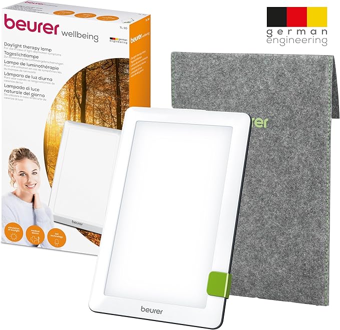 Beurer TL30 Portable Daylight Lamp- UV-Free 10,000 Lux LED Bright White Light Therapy for Home, Travel, & Office Lighting