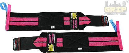 Grip Power Pads Wrist Wraps 2 Wraps for Weight Lifting Wrist Support Cotton Wraps Gym Bandage Straps for Men & Women Premium Quality & PRO Rubber