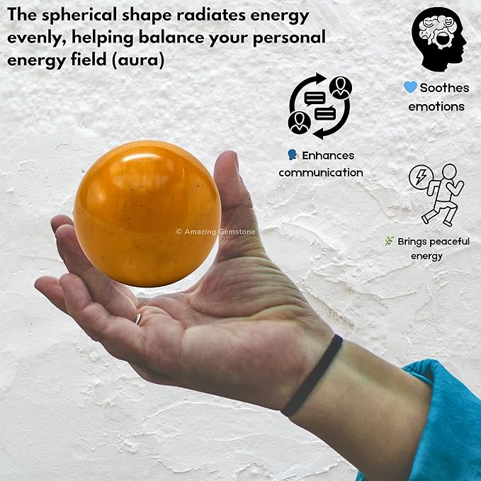 Amazing Gemstone Yellow Jasper Crystal Ball with Stand - 2 Inches Crystal Sphere Meditation Balls for Witchcraft and Decorative Balls