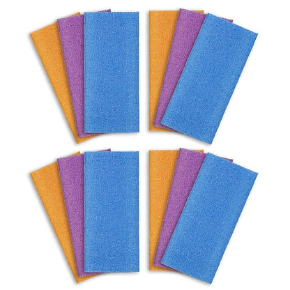 ARCH&M Exfoliating Washcloth 12 Pack Back Scrubber for Shower Towel Body Scrubber Microabrasion Sponge Japanese Bath Wash Korean Exfoliating Beauty Wash Cloth Loofah Scrubber OPNB