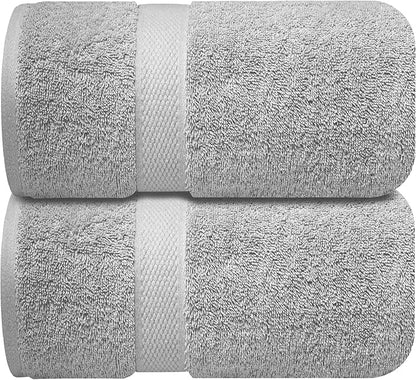 Infinitee Xclusives– Luxury Bath Sheets Towels – 2 Pack 600 GSM (35X70 Inches)– 100% Ring Spun Cotton Large Bath Towels for Bathroom (Charming Grey, Bath Sheet Pack of 2)