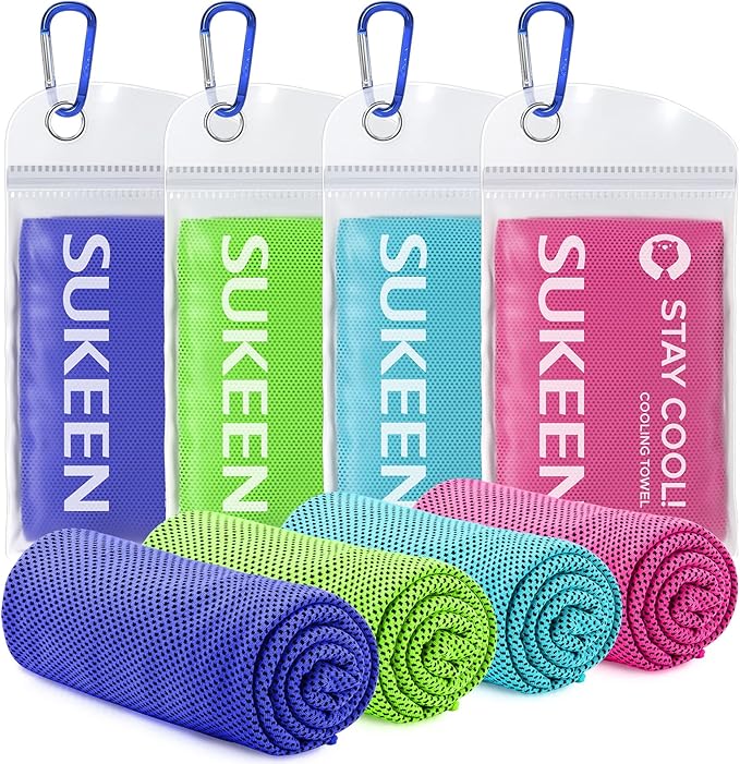 Sukeen 4 Pack Cooling Towel (40"x12"), Ice Towel, Soft Breathable Chilly Microfiber Towel for Sports, Workout & More Activities