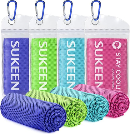 Sukeen 4 Pack Cooling Towel (40"x12"), Ice Towel, Soft Breathable Chilly Microfiber Towel for Sports, Workout & More Activities