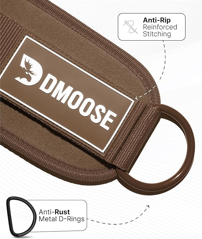 DMoose Fitness Ankle Straps for Cable Machines - One Size Fit with Premium Padding, Glute Kickback Ankle Strap for Women & Men, Cable Attachments for Gym, Booty Workouts, Leg Extension & Hip Abductors