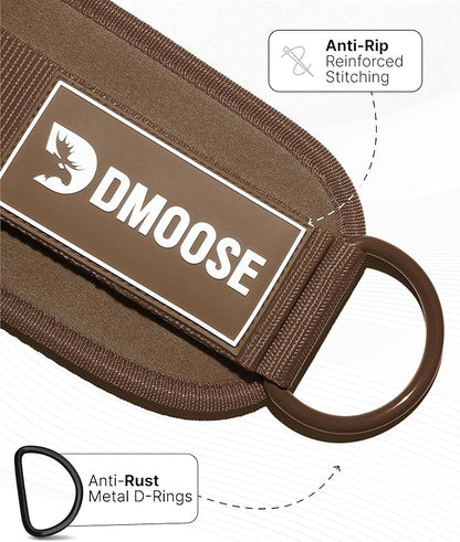 DMoose Fitness Ankle Straps for Cable Machines - One Size Fit with Premium Padding, Glute Kickback Ankle Strap for Women & Men, Cable Attachments for Gym, Booty Workouts, Leg Extension & Hip Abductors