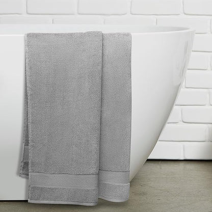 100% Organic Zero-Twist Cotton Towel - Luxury Bath Towel - Ultra Soft & Plush 700GSM Long-Staple Cotton (Pewter Grey)