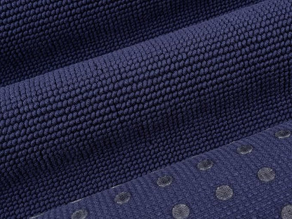 Cotton Paradise 100% Cotton Non Slip Bath Mats for Bathroom, 20x34 inch Soft Absorbent Quick Dry Machine Washable Floor Bath Mat, Navy Blue Bath Rug