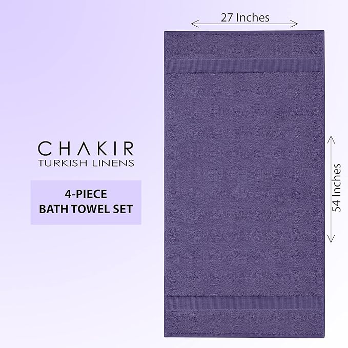 Chakir Turkish Linens 100% Cotton Premium Turkish Towels for Bathroom | 27'' x 54'' (4-Piece Bath Towels - Plum)