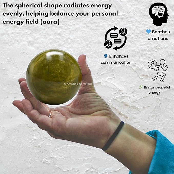 Amazing Gemstone Vesuvianite Crystal Ball with Stand - 2 Inches Crystal Sphere Meditation Balls for Witchcraft and Decorative Balls