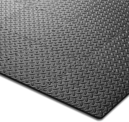 Philosophy Gym Pack of 36 Exercise Flooring Mats - 12 x 12 Inch Foam Rubber Interlocking Puzzle Floor Tiles - Black