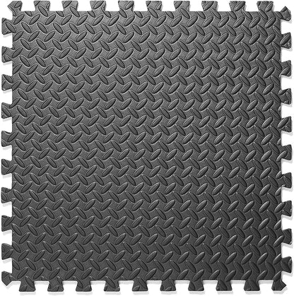 Philosophy Gym Pack of 30 Exercise Flooring Mats - 24 x 24 Inch Foam Rubber Interlocking Puzzle Floor Tiles - Black