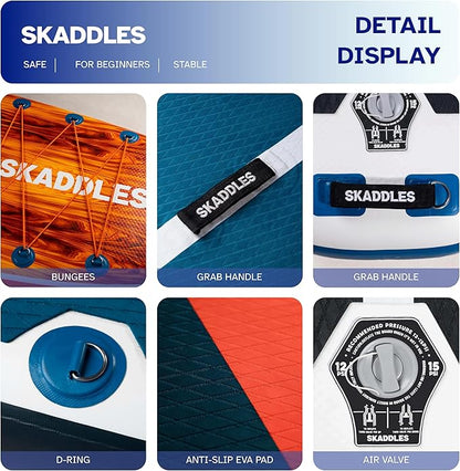 10’6’’ Portable Inflatable Stand Up Paddle Board (SUP) for Adults and Youth with Non-Slip Deck – Complete Accessories Kit, Perfect for Fishing, Yoga, Fitness & Family Fun