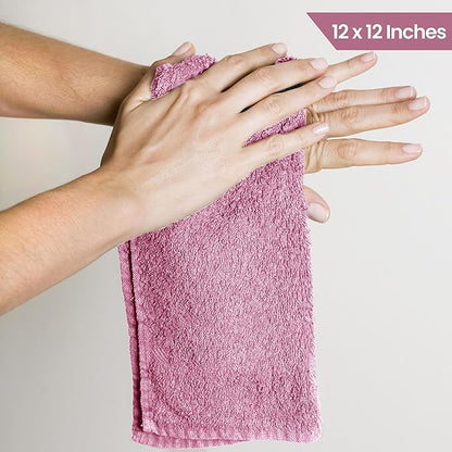 Utopia Towels 24 Pack Cotton Washcloths Set, 100% Ring Spun Cotton, Premium Quality Flannel Face Cloths, Highly Absorbent and Soft Feel Fingertip Towels, Pink
