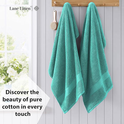 Lane Linen 100% Cotton Oversized Bath Towels Set of 4 (35"x66") - Ring Spun Cotton Oversized Luxury Towels - Quick Dry, Soft & Absorbent Extra Large Bath Towel Sets - Remains Soft after Washing - Teal