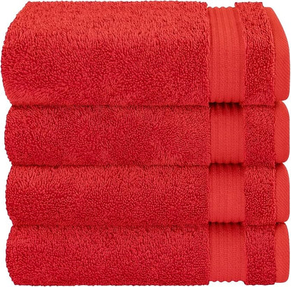 Cotton Paradise Hand Towels for Bathroom, 100% Cotton Turkish 4 Piece Hand Towel Set, Soft Absorbent Face Towels, Red Hand Towels