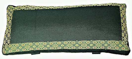 Meditation Bench Cushion Kneeling Seiza - Brocade Border Green