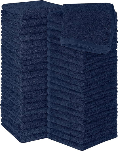 Utopia Towels 60 Pack Cotton Washcloths Set, 100% Ring Spun Cotton, Premium Flannel Face Cloths, Highly Absorbent and Soft Feel Fingertip Towels, Navy