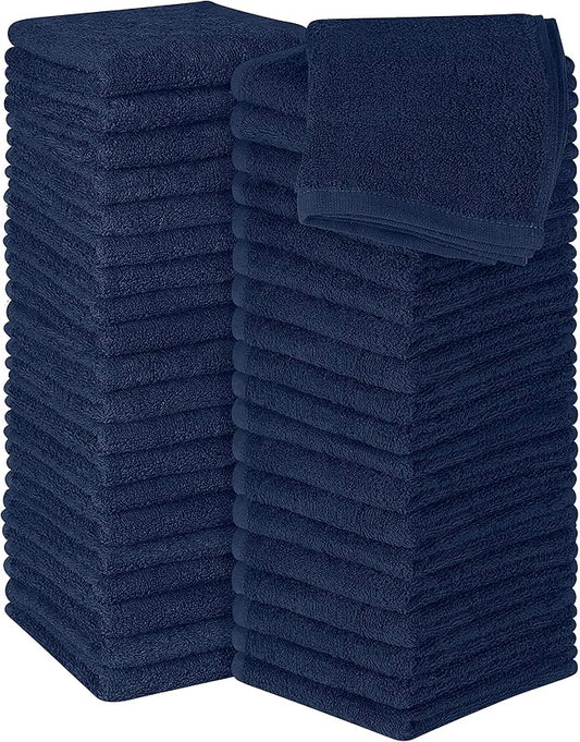 Utopia Towels 60 Pack Cotton Washcloths Set, 100% Ring Spun Cotton, Premium Flannel Face Cloths, Highly Absorbent and Soft Feel Fingertip Towels, Navy