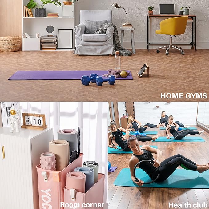 Twira Yoga Mat Storage Racks, Home Gym Storage Rack for Foam Roller, Yoga Strap and Resistance Bands, Workout Equipment Corner Storage Organizer with Wheels