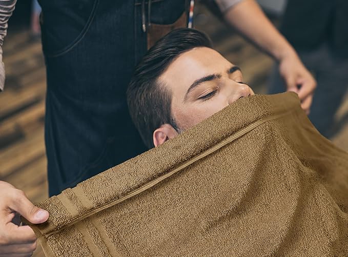 Utopia Towels Cotton Bleach Proof Salon Towel 16 by 27 inches, Bleach Safe Gym 100% Cotton Hand Towel, 24 Pack, Camel