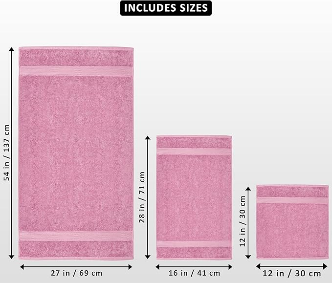 Utopia Towels 8 Piece Premium Towel Set, 2 Bath, 2 Hand, and 4 Wash Cloths, 600 GSM 100% Ring Spun Cotton, Highly Absorbent Towels for Bathroom, Gym, Hotel, and Spa, Pink
