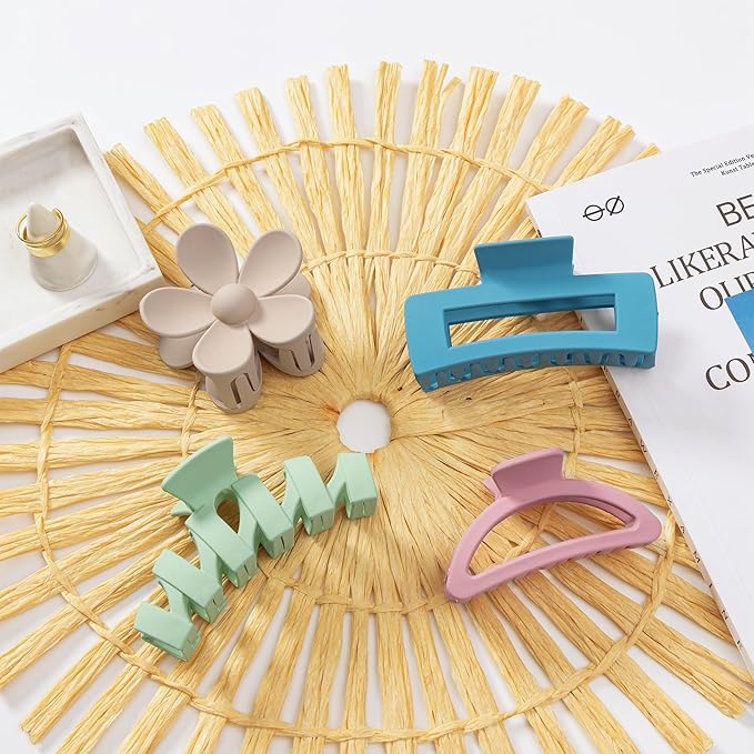 8PCS Hair Clips for Women, Flower Claw Clips for Thick Hair, Non-Slip Hair Accessories with Multi-Styles, Colorful Hair Claw Clips and Variety Pack, Ideal for Girls