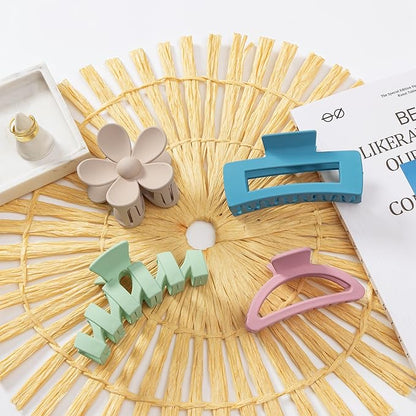 8PCS Hair Clips for Women, Flower Claw Clips for Thick Hair, Non-Slip Hair Accessories with Multi-Styles, Colorful Hair Claw Clips and Variety Pack, Ideal for Girls